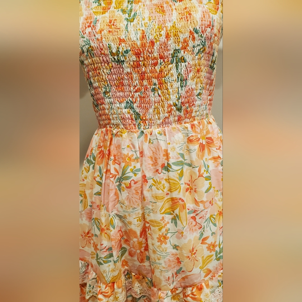 Haute Hippie Orange/Pink  and Cream  Floral Maxi Dress, Size 6. - Picture 5 of 16
